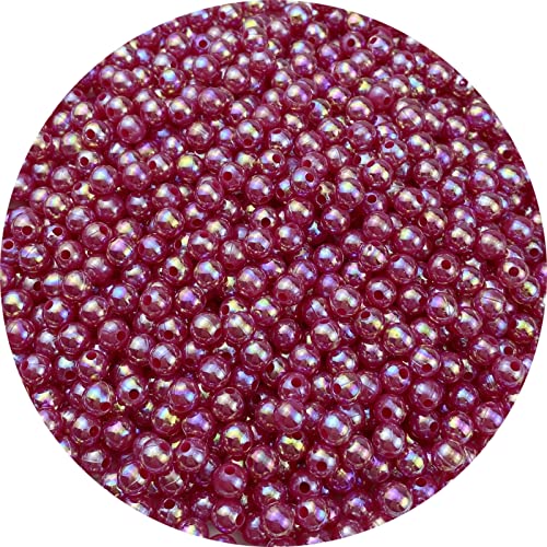 1000pcs Pearl Beads for Crafts 6mm AB Colors Round Loose Pearl Beads for Necklaces Bracelets Earrings Jewelry Making Home Decoration(Red AB) - color: Red AB, size: 6mm