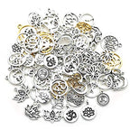 100g(80pcs) Craft Supplies Antique Silver Yoga OM Lotus Flower Charms for Jewelry Making Crafting Findings Accessory for DIY Necklace Bracelet (M294) - color: M294