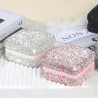 Bling Jewelry Organizer, Travel Jewelry Case Organizer Portable Small Jewelry Storage Box Shining Jewelry Holder Case Gifts for Women Teen Girls and Friends Mother's Days (Silver)