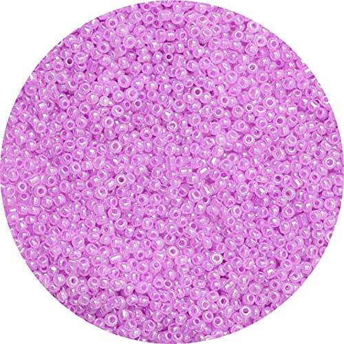 10000pcs Light Purple Glass Seed Beads Bulk,2mm 12/0 Seed Pony Beads for Bracelets,Necklace,Jewelry Making -Waist Spacer Bead for DIY Craft Projects - color: Light Purple, size: 2mm