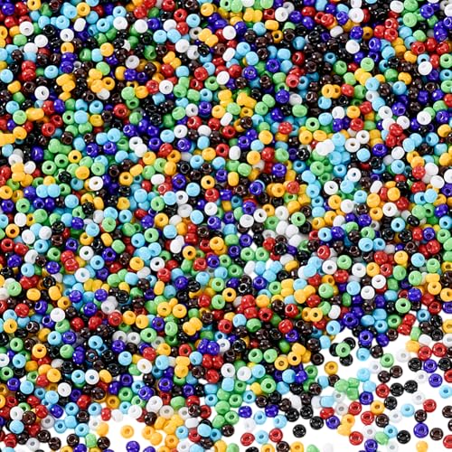 PH PandaHall 6000 Pcs 11/0 Glass Seed Beads, 2mm Seed Beads Mixed Colors Round Waist Bead Mini Spacer Bead for Earring Choker Bracelet Neckalce Waist Chain Jewelry DIY Crafts Making - color: Mixed Colors-6000 Pcs