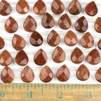 Cherry Blossom Beads Goldstone 12x15mm Faceted Top-drilled Teardrop Beads - 12 pcs/ 8 Inch Strand - color: Goldstone