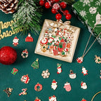 MARFOREVER 120 PCS Christmas Charms for Jewelry Making, Assorted Gold Enamel Snowman Elk Santa Xmas Tree Charm Pendants for DIY Bracelet Necklace Earrings Making Supplies Christmas Gifts - style: Christmas