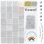 MIIIM 1920 Pcs Pony Beads Letters for Bracelets Making, Vowel-Rich Alphabet Kit with Minimized Rare Characters, 4x7mm Round Letter Beads, Numbers (White and Black) - color: Round White and Black
