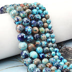 60pcs 6mm Natural Mixed Blue Imperial Jasper Gemstone Beads Energy Healing Crystal Round Loose Stone Beads for Jewelry Making, DIY Bracelets Necklaces - color: Mixed Blue Imperial Jasper, size: 6mm
