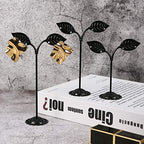 Black Earring Stand Detachable Metal Earring Display Storage Rack for Photography Jewelry Props Show Closet Retail Store Display 3 Pcs, Leaf Shape