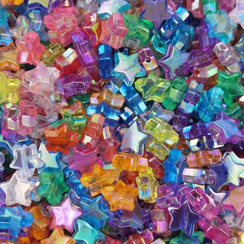 INSPIRELLE 600 Pieces Acrylic Star Beads AB Finish Spacer Beads for Jewelry Craft Making - color: 600x Stars AB Color
