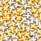 300pcs Cross Beads Gold&Silver Crosses Spacer Bead Bulk for DIY Crafting Necklace Bracelet Jewelry Making Keychain (Golden&Silver) - color: golden&silver