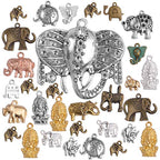 100g (About 20-40pcs) Mixed Alloy Elephant Charms Tibetan Animal Elephant Head Charms Pendants Jewelry Findings for Bracelets Necklace Crafts Making - style: Mixed Elephant Charms
