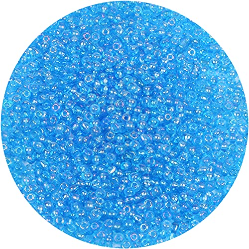 2200pcs Glass Seed Beads Bulk, 4mm 6/0 Pony Beads Bulk for Jewelry Making Mini Spacer Beads Loose Beads Craft Small Glass Seed Beads for DIY Bracelet Wrist (Blue AB) - color: Blue AB