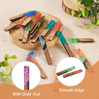 FASHEWELRY 20Pcs Resin Wood Earring Charms Rectangle Wooden Earring Blanks Bar Boho Charms for Jewelry Making Wooden Earring Pieces with Gold Foil - color: 0Rectangle-Mixed Color