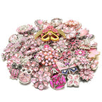 10PCs Mixed Style Rhinestones Snaps Jewelry Charms Buttons 18/20mm for Interchangeable Snaps Jewelry Making Women DIY Button Bracelets Necklaces Rings Brooch Accessories(Pink) - color: Pink