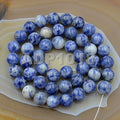 AD Beads Natural Gemstones 8mm Round Loose Beads 15'' ~ 16'' Pick Stone (Smooth Blue Spot Jasper) - color: Smooth Blue Spot Jasper