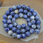 AD Beads Natural Gemstones 8mm Round Loose Beads 15'' ~ 16'' Pick Stone (Smooth Blue Spot Jasper) - color: Smooth Blue Spot Jasper