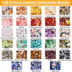 Crystal Chips Beads for Ring Making, 28 Colors Gemstone Beads for Jewelry Making, Crystal Ring Making Kit with Plastic Box for Jewelry Ring, Bracelets, Earring Making Supplies