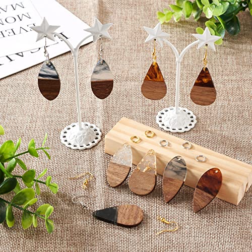 FASHEWELRY Resin Wood Earring Kit with 24pcs Teardrop Wooden Resin Earring Charms, Blanks, Findings, Open Jump Rings, French Hooks for Jewelry Making - color: 0Teardrop-24Pcs