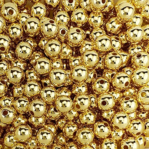 1,200 Round Gold Acrylic Beads 6mm Diameter with 1mm Hole for Crafts - color: Gold, size: 6mm