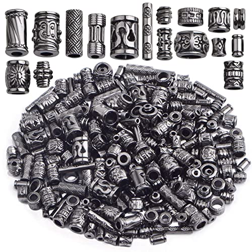 100 Gram Mixed Styles Column Spacer Beads Alloy Barrel Tube Bar Shape Loose Charm Beads Accessories for DIY Bracelet Jewelry Making Craft Decor, Gun Black - color: Gun Black
