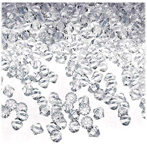 The Crafts Outlet, 1,000-pc Acrylic Bicone Beads, Faceted, 4mm, Clear
