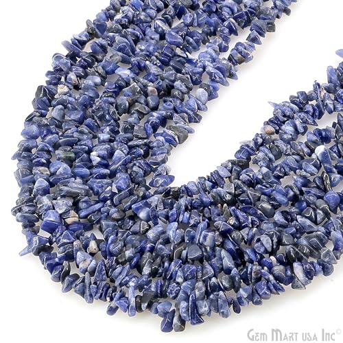 GM GemMartUSA Sodalite Natural Raw Chip Beads Strands | Semi-Precious | AAA+ Quality 1 Strand 34” | DIY Bracelet Jewelry Making, Healing Crystal Craft| 4-6mm - Blue-Color Gemstones (CHSL-70001) - color: Sodalite (CHSL-70001)