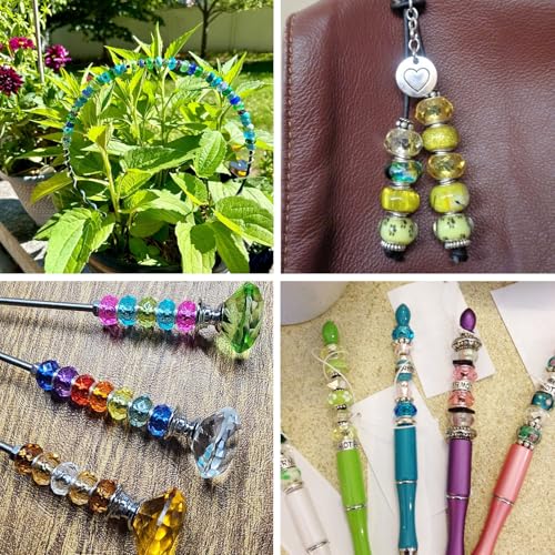 68 pcs 14mm Glass European Beads Large Hole Glass Beads Colorful Faceted Rondelle Loose Spacer Beads for DIY Craft Bracelet Necklace Earring Hole: 5mm - color: Blue Colorful
