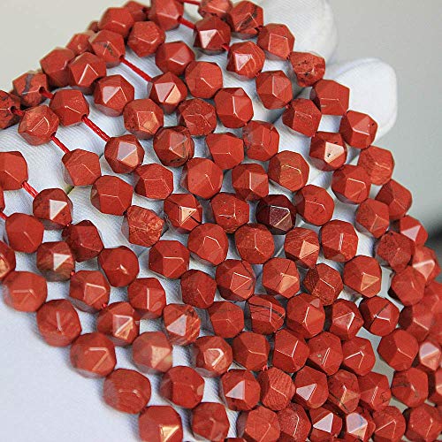 MJDCB Best Sellers Natural Stone Beads Faceted Polygon Red Stone Crystal Energy Stone Healing Power for Jewelry Making(8mm) - color: Red Stone