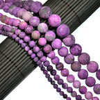 AD Beads Beautiful Natural Matte Gemstone Round Spacer Loose Beads 4-12mm (6mm, 07 Matte Purple Jasper) - color: 07 Matte Purple Jasper, size: 6mm