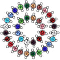 Joez Wonderful 36Pcs Permanent Jewelry Supplies, 12 Mixed Color Double Loops Rhinestone Connector Charm for Earring Necklace Bracelet Keychain Craft Accessories Jewelry Making (12mm)