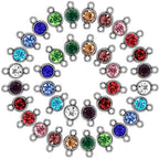 Joez Wonderful 36Pcs Permanent Jewelry Supplies, 12 Mixed Color Double Loops Rhinestone Connector Charm for Earring Necklace Bracelet Keychain Craft Accessories Jewelry Making (12mm)