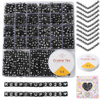 Acrylic Letter Beads 4mm Flat Round, 6mm Square - Beads for Making Friendship Bracelet or Necklace (Square Black Plus White) - color: Square Black Plus White