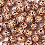 KISSITTY 50Pcs Antique Red Copper Round Iron Beads 8mm Small Hole Loose Metal Corrugated Round Bead Craft Tibetan Style Alloy Spacer Bead for DIY Jewelry Making Findings Charms Pendants