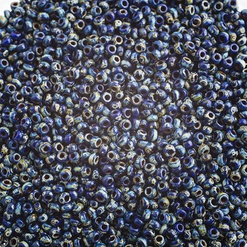 Miyuki Seed Bead 11/0 22g Opaque Cobalt Picasso Japanese Glass Seed Beads - color: Cobalt Picasso