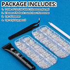 BELLEBOOST Nail Art Rhinestone Glue Gel&2 Boxes Flatback Gems Kit, 1 Tube of 15ml Rhinestone Gel Glue(UV/LED Needed)+Round Glass Crystal Clear Gemstones with Pickup Tools - color: A06-Clear+ Clear