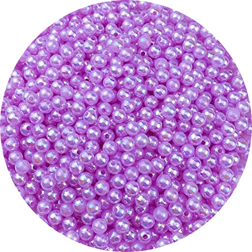 1000pcs Pearl Beads for Crafts 6mm AB Colors Round Loose Pearl Beads for Necklaces Bracelets Earrings Jewelry Making Home Decoration(Light Purple AB) - color: Light Purple AB, size: 6mm
