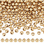 BENECREAT 200Pcs Real 18K Gold Plated Stainless Steel Spacer Beads, Round Spacers Beads, 2.2mm Hole Metal Smooth Bead for DIY Bracelet Necklace Jewelry Crafts Making - size: Hole: 2.2mm