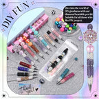 Tondiamo 45 Pcs Full Rhinestone Beadable Pens Bulk Set 15 Glitter Diamond Pens with Cards & Bags Fancy Beaded Pen for Beads DIY Cute Journalling Bling Ballpoint Craft Making(Gradient Diamonds) - style: Gradient Diamonds