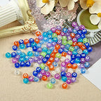 BEEFLYING 1480Pcs 7MM Transparent Acrylic Alphabet Beads Flat Round Disc A-Z White Letter Spacer Beads for DIY Friendship Boho Bracelet Hawaii Summer Holiday Surfing Jewelry Making (Blue Color) - color: Blue