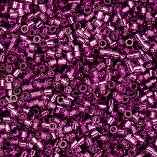 John Bead 25g Cylin Beads Magenta Silver Lined 11/0 Glass Cylindrical Seed Beads for Jewelry Bracelets Necklaces Earrings Making Embroidery - color: Magenta Silver Lined