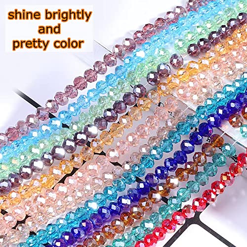 Jmassyang 6mm Briolette Rondelle Faceted AB Crystal Glass Beads for Jewelry Making Bracelets Necklaces Earrings (Red AB, 450pcs) - color: Red AB, size: 4x6mm