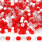 UPINS 1200Pcs Red White Pony Beads,Valentine's Glitter Pony Beads Bulk for Necklace Bracelets Earrings Jewelry Making Supplies DIY Craft Hair - color: Solid Glitter Red and White