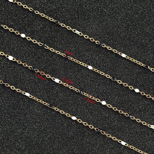 UMAOKANG 10 Meters White Black Enamel Bead Chain for Jewelry Making Gold Plated Stainless Steel Cable Chains for Necklace DIY - color: Gold-Black White Enamel