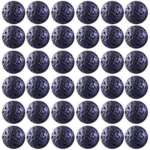 Natural Stone Beads 100pcs 8mm Black Lava Round Genuine Stone Beading Loose Gemstone Hole 1mm DIY Beads for Essential Oil Yoga Bracelet Necklace Earrings Jewelry Making (Black Lava Stone Beads,8mm) - color: Black Lava Stone Beads, size: 8mm