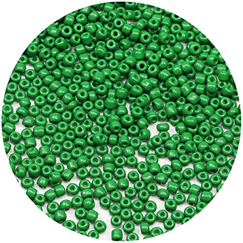Bala&Fillic Green Color 4mm Seed Beads About 1200pcs/100Grams in Bag, 6/0 Glass Craft Beads for Making Bracelet and Necklace (Green) - color: Green -4mm