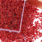 4000 Pcs Deep Red Glass Bugle Beads, 2 x 7 mm Embroidery Beads, Small Long Tube Seed Beads for Embroidery Craft Jewelry Making - color: Deep Red