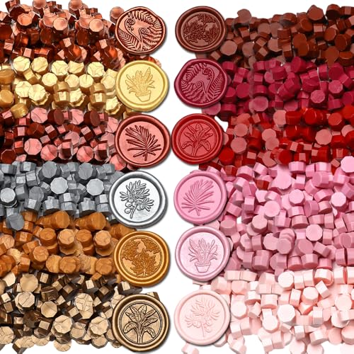 1200pcs Metallic & Red Wax Seal Beads, 12 Assorted Metallic Colors for Wax Seal Stamp, Wedding Letter Envelope Decor, Wine Bottle Sealing - color: Metallic&Red
