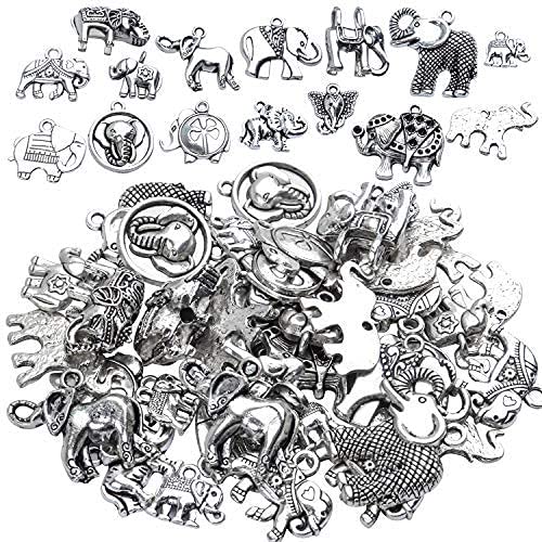 100g Antique Silver Elephant Charms Tibetan Animal Charms Pendants for Bracelets Necklace Jewelry Making - style: Silver Elephant Charms