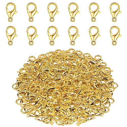 Lobster Clasps, 100Pcs Gold Lobster Claw Clasps for Handmade Necklace, Bracelet Jewelry Making Accessories Fastener Hook(12mmx6mm) - color: Gold