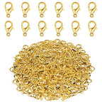 Lobster Clasps, 100Pcs Gold Lobster Claw Clasps for Handmade Necklace, Bracelet Jewelry Making Accessories Fastener Hook(12mmx6mm) - color: Gold