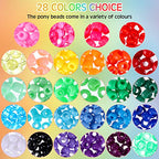 Jexine 10500 Pcs Pony Beads Bulk Plastic Beads for Bracelet Making Hair Braids DIY Necklace Jewelry Making Projects(Round,Mixed Color) - color: Mixed Color, style: Round