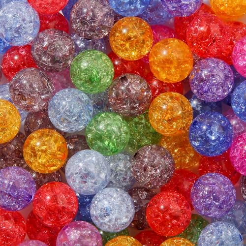 16mm Acrylic Beads Color Crackle Bead Round Loose Space Beads for Necklace Bracelet Earrings DIY Jewelry Crafts Making(Crack-2) - color: crack-2